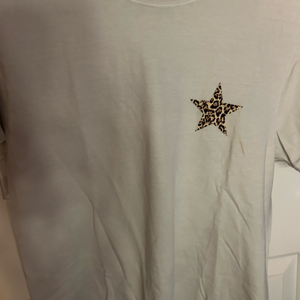 Comfort Colors Cream Tee with Leopard Accent